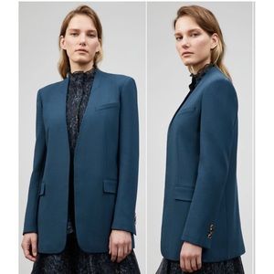 Lafayette 148 New York Wool Dark Teal (Mountain Blue) Digby Blazer Jacket Sz 14